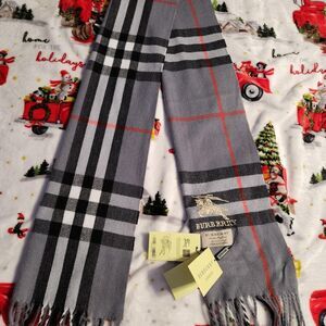 Grey Burberry Cashmere Scarf